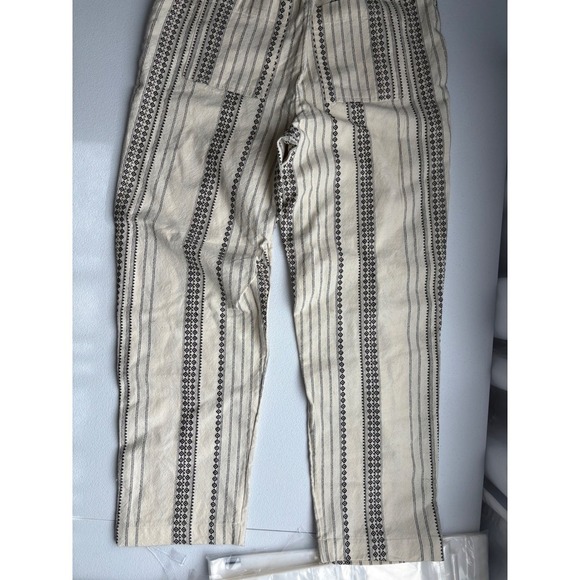 Anthropologie Women's Essential Beach Pants Beige Black Small - Picture 2 of 8
